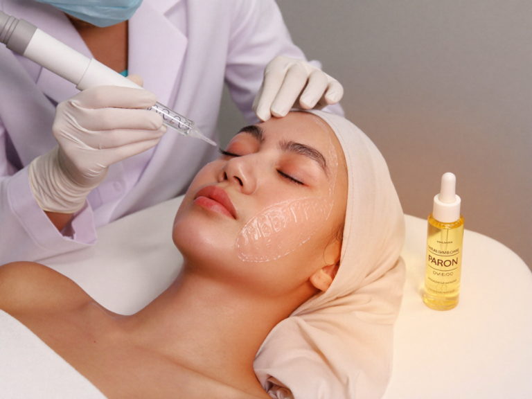 Indonesian woman receiving PDRN salmon DNA facial