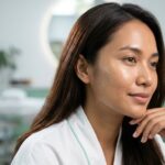 Wanita Indonesia tanpa hijab dengan kulit wajah cerah, halus, dan tenang setelah perawatan Korean Acne Peel di klinik kecantikan modern