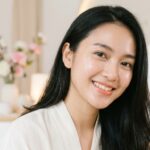 Wanita Indonesia cantik dengan kulit glowing dan glass skin setelah perawatan Korean Glow Peel di klinik kecantikan modern