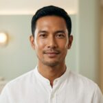Pria Indonesia dengan kulit wajah kencang dan tampak muda setelah perawatan RF Treatment di klinik estetika medis