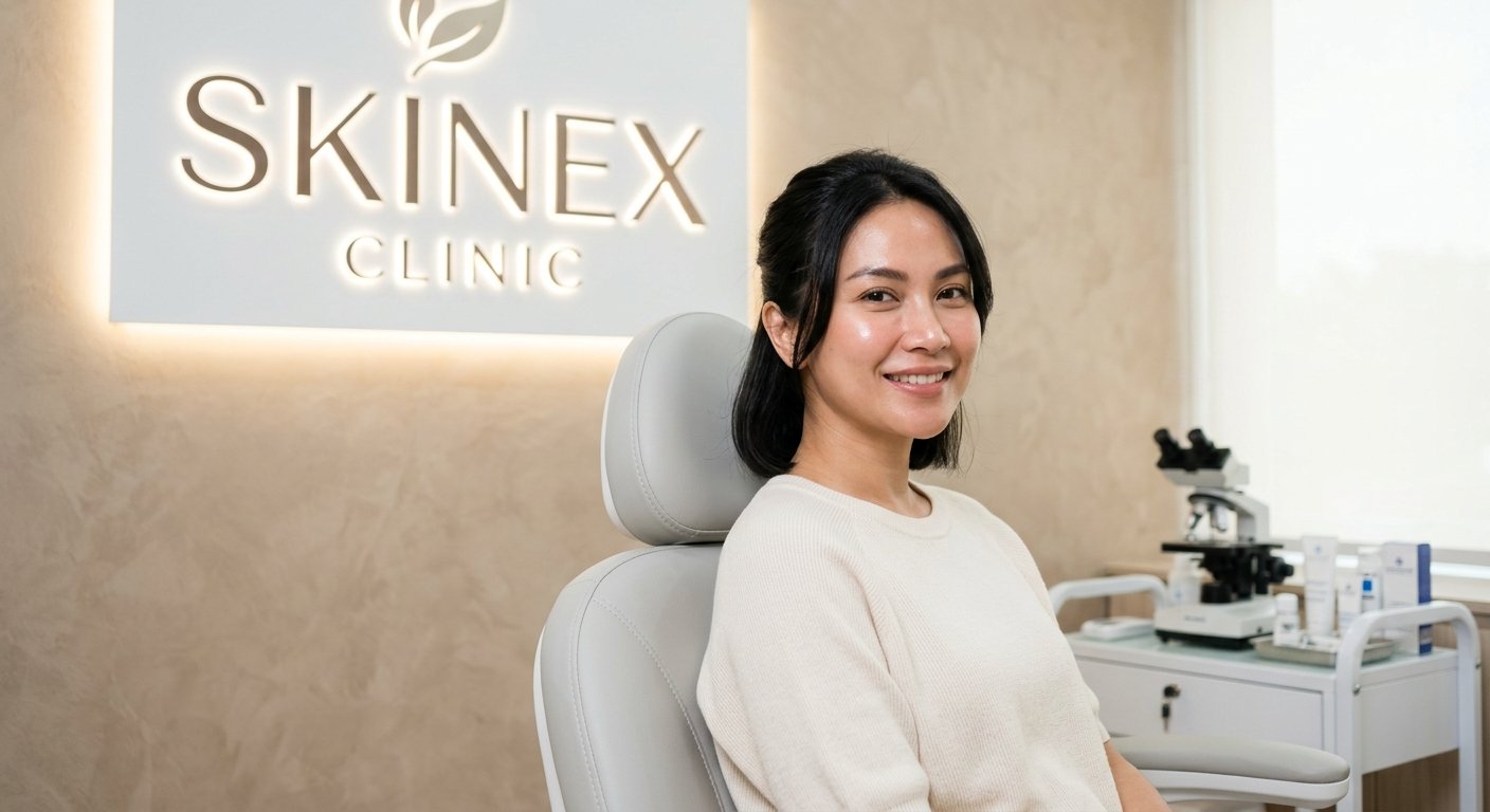 Wanita Indonesia dengan kulit awet muda setelah PRP wajah di Skinex Clinic Bintaro