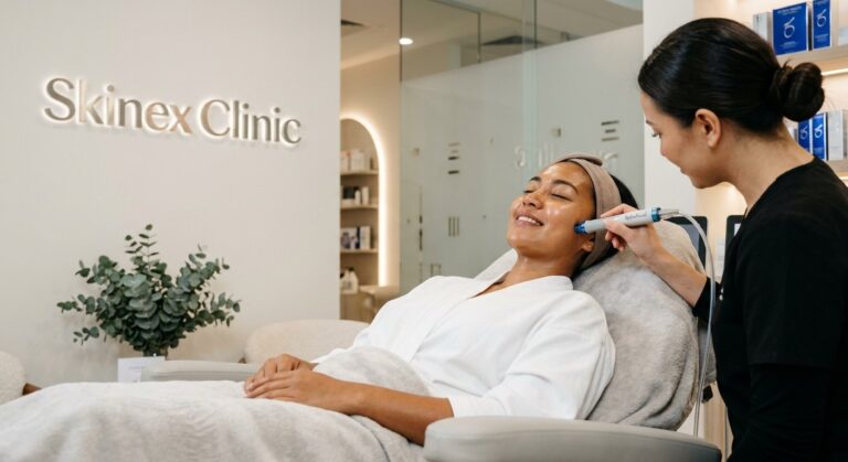 Wanita Indonesia dengan kulit glowing setelah HydraFacial di Skinex Clinic Bintaro