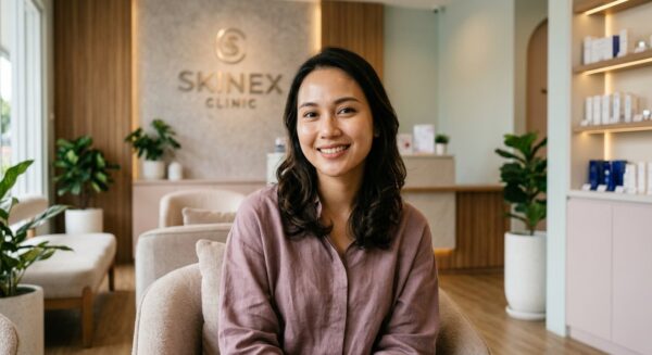 Wanita Indonesia dengan kulit cerah merata setelah chemical peel di Skinex Clinic Bintaro