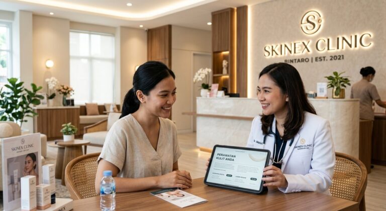 Konsultasi harga infus whitening di Skinex Clinic Bintaro bersama dokter estetika